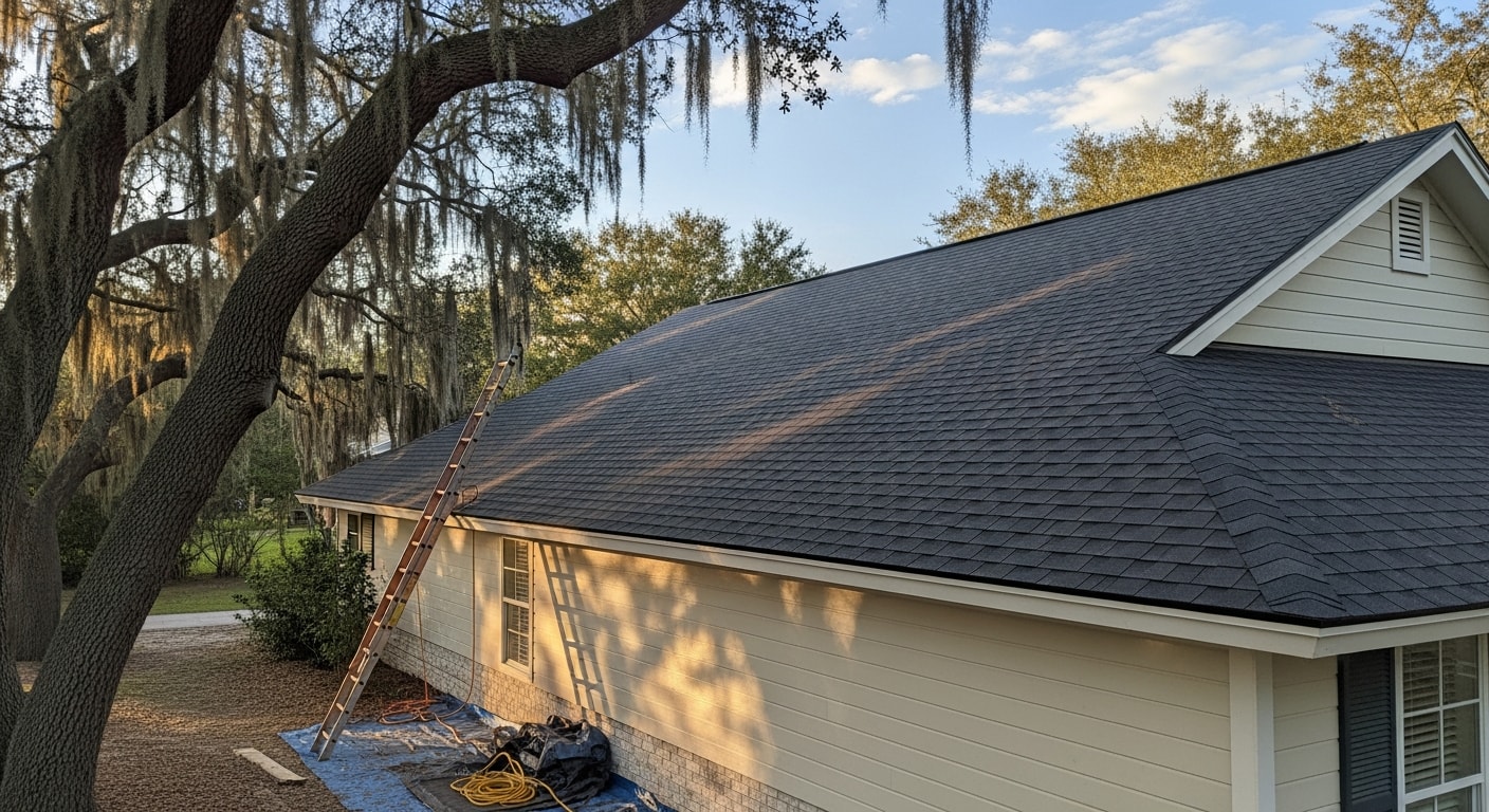 Licensed building contractor overseeing commercial roofing project