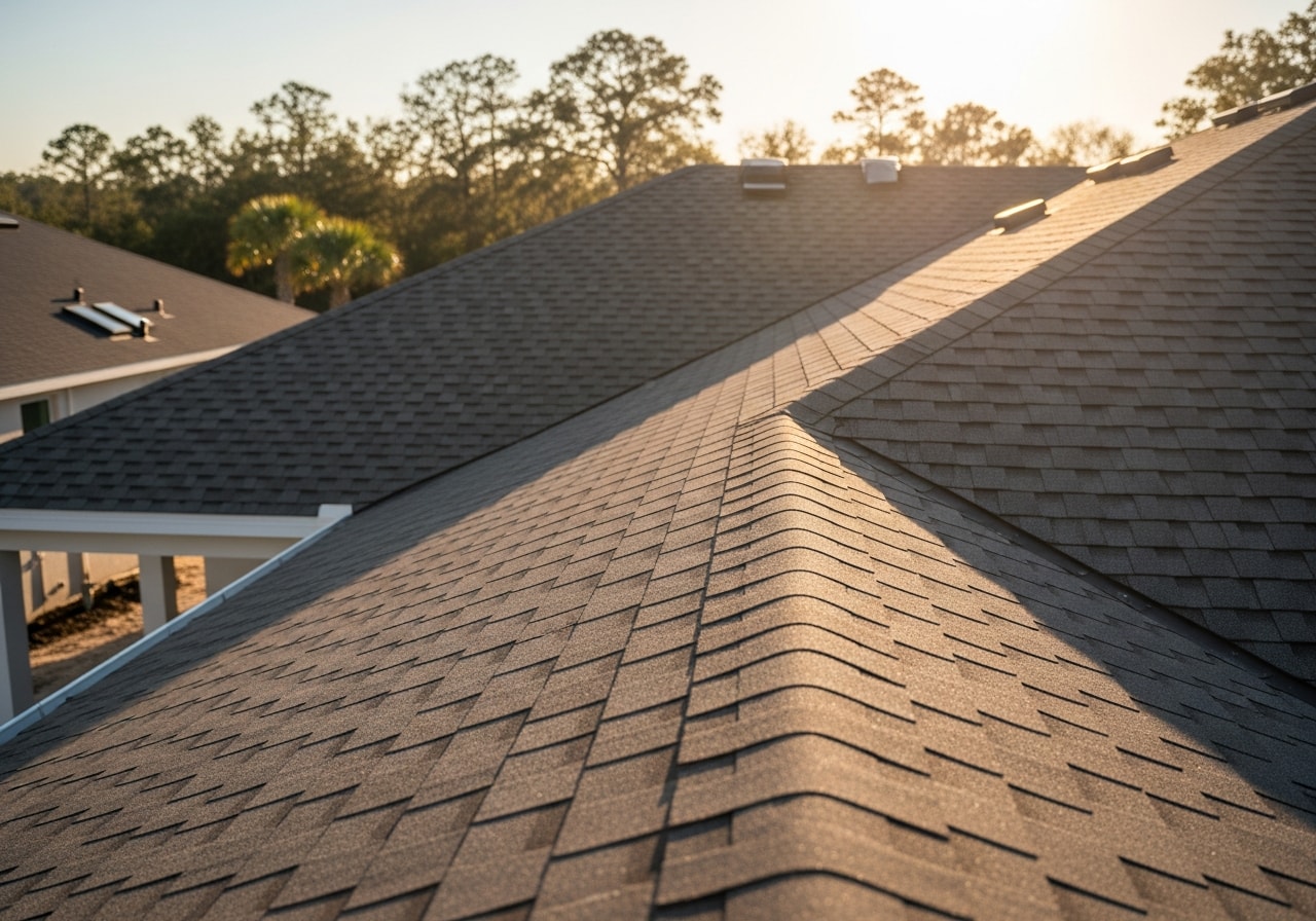 New construction spec home with architectural shingle roof in Durbin Crossing