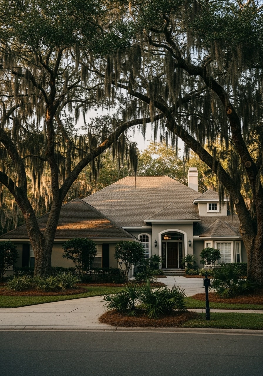 Clay County home showing a mix of established landscaping and modern updates in a neighborhood setting.