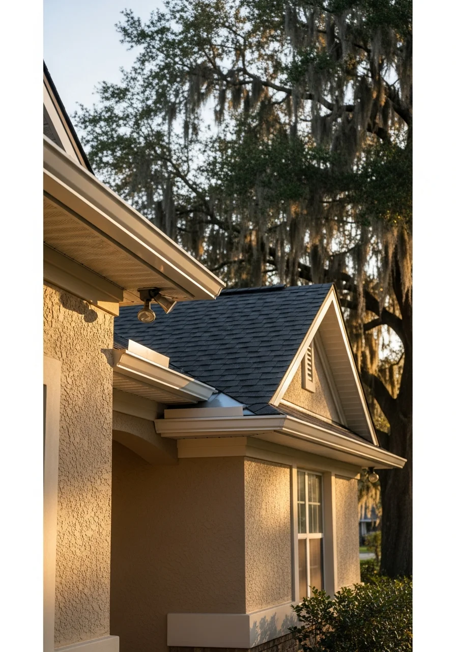 Close-up of quality exterior work and landscape maintenance on Julington Creek residential property.