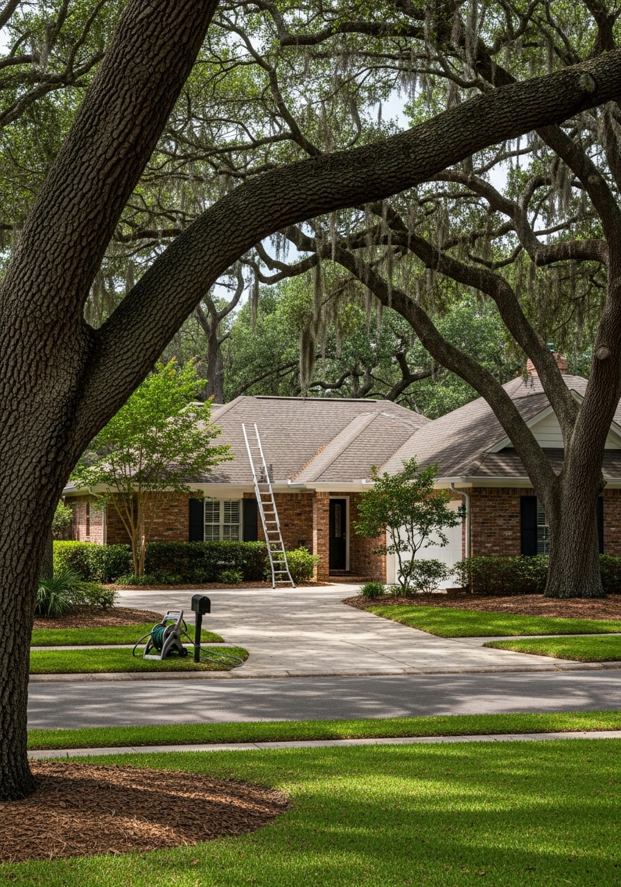 Mandarin residential property showing mature landscaping, oak canopy, and the neighborhood's established character.